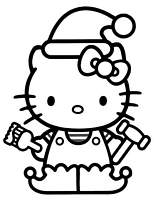 coloriage hello kitty en lutin de noel